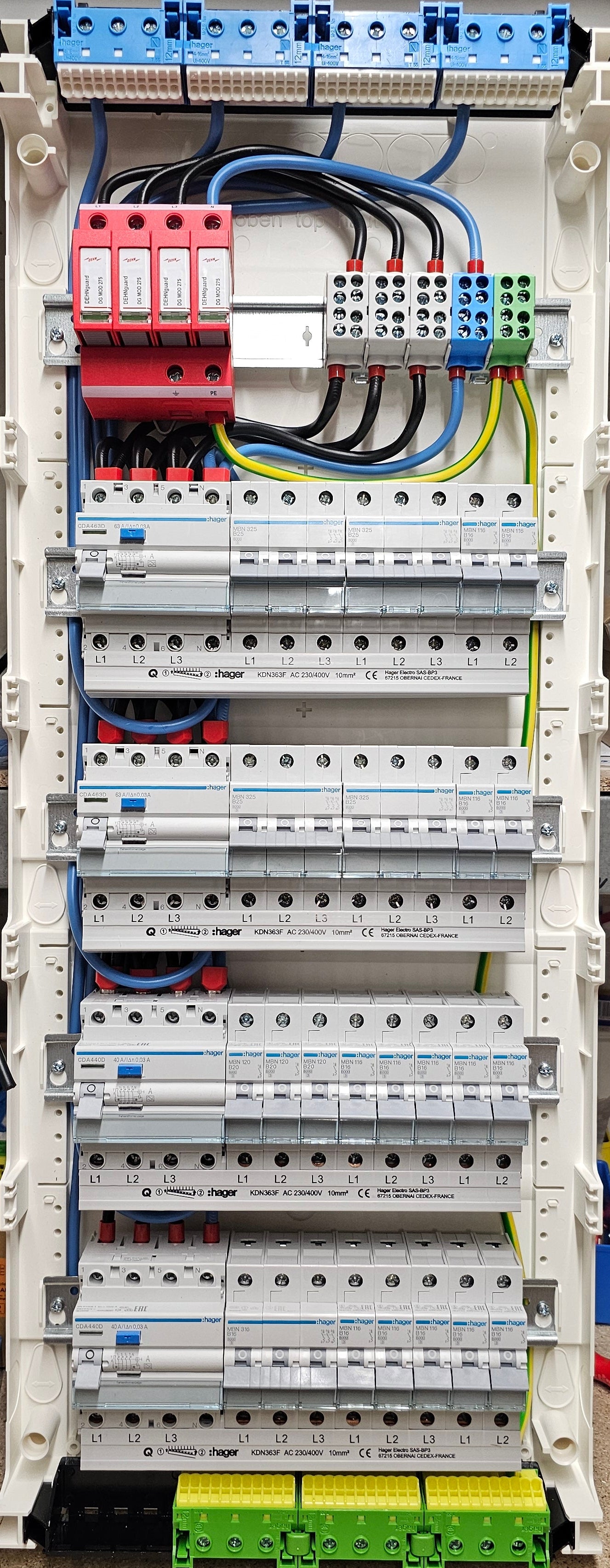 Hager Volta Aufputz Unterverteilung 5 Reihig VA60CN mit Hager Bestückung