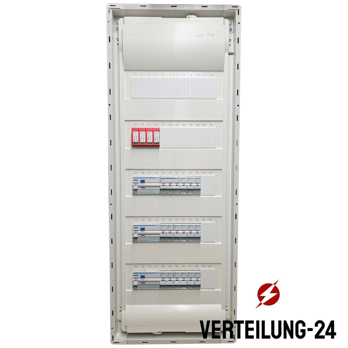 Hager Volta Aufputz DIN 18015 Reihenklemmen Unterverteilung 5 Reihig VA60CN mit Hager Bestückung