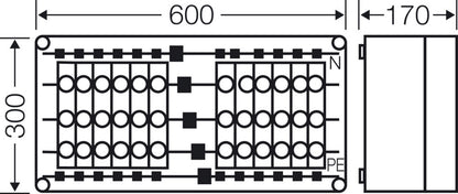 HENSEL Mi 3436 Sicherungsgehäuse – 12× D02, 63 A, IP65, 400A