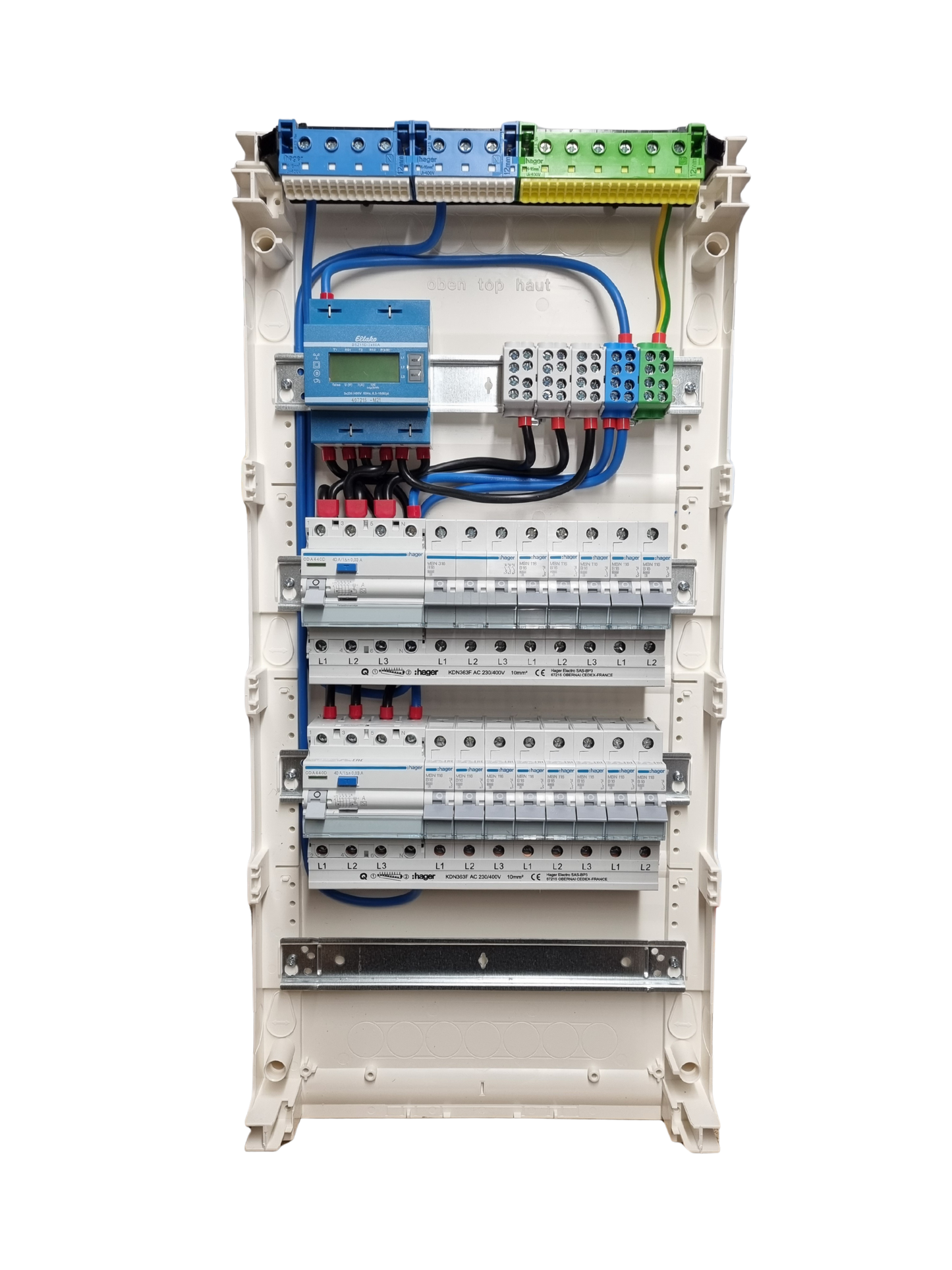 Hager Volta Aufputz Unterverteilung 4 Reihig VA48CN mit MID-Zähler und Hager Bestückung