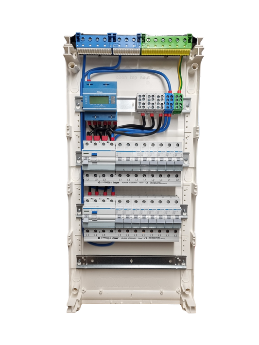 Hager Volta Aufputz Unterverteilung 4 Reihig VA48CN mit MID-Zähler und Hager Bestückung