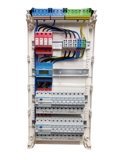 Hager Volta Aufputz Unterverteilung 4 Reihig VA48CN mit MID-Zähler und Hager Bestückung