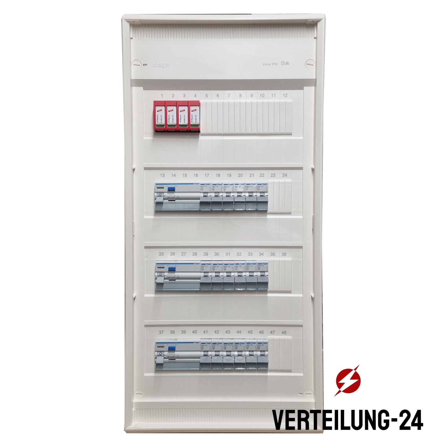 Hager Volta Aufputz Unterverteilung 4 Reihig VA48CN mit Hager Bestückung