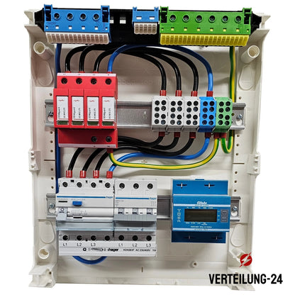 Wallbox Unterverteilung verdrahtet und bestückt mit Hager