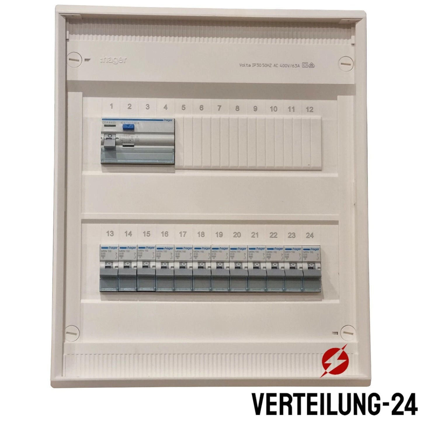 Hager Volta Aufputz Unterverteilung 2 Reihig VA24CN mit Hager Bestückung